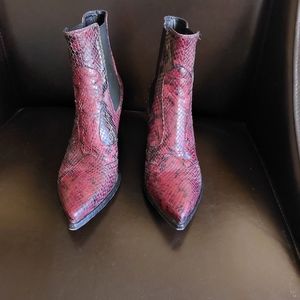 Red Snakeskin Ankle Boots